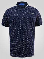 D555 Reid AOP Polo With Jacquard Collar, Pocket And Cuffs Námornícka modrá