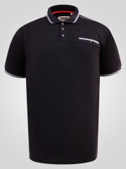 D555 Potts Jersey Polo With Jacquard Collar & Cuffs Čierna