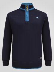D555 Conway 2 1/4 Zip Neck Fleece Sweatshirt With Bear Logo Námornícka modrá