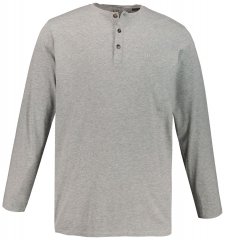 JP1880 702555 Tričko Henley s dlhým rukávom Sivá melír