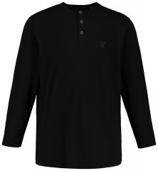 JP1880 702555 Tričko Henley s dlhým rukávom Čierna