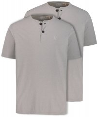 JP1880 708420 Tričko Henley 2 kusy Sivá melír