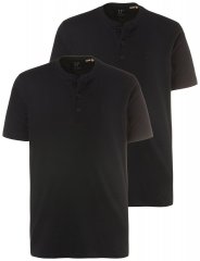 JP1880 708420 Tričko Henley 2 kusy Čierna