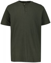 JP1880 726695 Tričko Henley Tmavo olivová