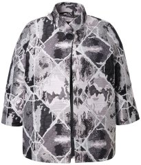 Ulla Popken 816673 Oversize žakárové sako s 3/4 rukávmi Čierna
