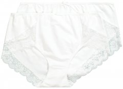 Ulla Popken 824106 Boxerky s čipkou 2 ks Biela