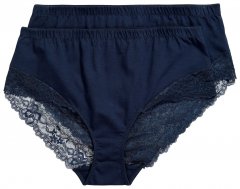 Ulla Popken 830094 Nohavičky s čipkou 2 ks Tmavomodrá