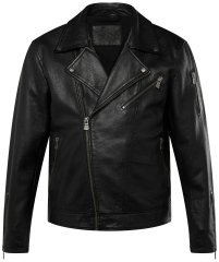 JP1880 830586 Biker bunda z jahňacej nappy Čierna