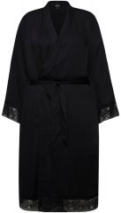 Ulla Popken 834837 Kimono župan s čipkou Čierna