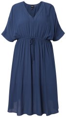 Ulla Popken 848224 Midi šaty so sťahovacou šnúrkou Tmavomodrá