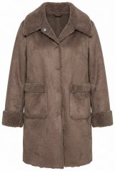 Ulla Popken 850251 Teddy kabát Svetlohnedá
