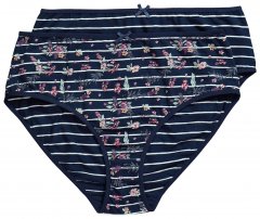 Ulla Popken 850538 Kvetované nohavičky z biobavlny 2 ks Tmavomodrá