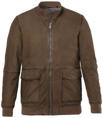 JP1880 851511 Semišová bunda z jahňacej kože Hnedá