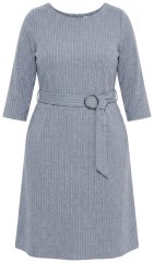 Ulla Popken 851666 Pruhované midi šaty s 3/4 rukávmi Sivý melír