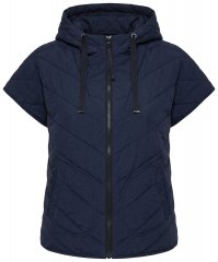 Ulla Popken 851785 Oversize prešívaná vesta s kapucňou Tmavomodrá