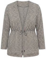 Ulla Popken 852086 Pruhovaný kardigan so šnúrkou Taupe