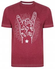 Kam Jeans 5390 Rock Star Print T-Shirt Burgundy
