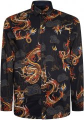 Kam Jeans 6057 LS Dragon Print Shirt Black