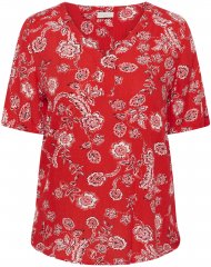 Kaffe Curve Ami Short Sleeve Blouse Printed Poppy Red