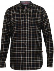 D555 Destin Checked Long Sleeve Shirt Black/Tan Check