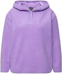 Ulla Popken Teddy Plush Long Sleeve Hoodie Pale Lilac