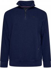 Kam Jeans 7090 1/4 Zip Jacquard Knit Self Stripe Sweatshirt Navy