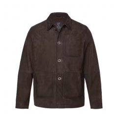 JP1880 Leather Jacket Goat Suede Shirt Collar Dark Brown