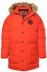 JP1880 Parka Quilted Faux Fur Hood Red