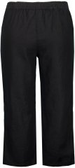 Ulla Popken Cool Linen Elastic Waist Capri Pants Black
