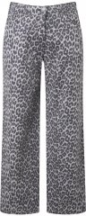 Ulla Popken Leopard Print Stretch Fit Jeans Beige