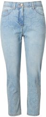 Ulla Popken Tile Laser Print Stretch Fit Jeans Light Light Blue Denim