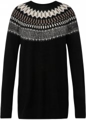 Ulla Popken Norwegian-Inspired Long Sleeve Knit Sweater Black