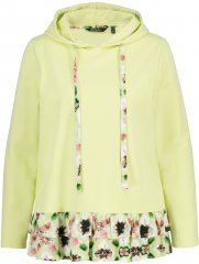 Ulla Popken Ruffle Hem A-line Fit Hooded Sweatshirt Lime Green