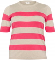 Kaffe Curve Lizzy Pruhovaný sveter Béžová/Malinová