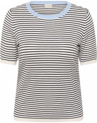 Kaffe Curve Lizzy Knit T-Shirt Chalk/Midnight Fine Stripe