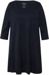 Ulla Popken Square Neckline Knit Swing A-line Pocket Tunic Navy Blue