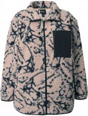 Ulla Popken Marble Print Teddy Fleece Jacket Dark Putty