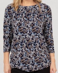 Scandinavian Caramel Tiny Flower Petals Blouse Light Blue