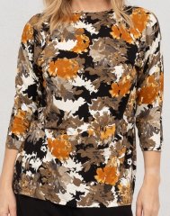 Scandinavian Caramel Flowers Blouse Orange and Brown