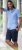 D555 Falmouth 1 Linen Mix Short Sleeve Shirt With Button Down Blue - Košele - Košele 2XL-10XL