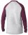 D555 KELTON Long Sleeve Raglan T-Shirt Grey/Burgundy - Tričká - Nadrozmerné tričká - 2XL-14XL