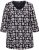 Ulla Popken Snowflake Print 3/4 Sleeve A-Line Tee Black - Potlačené tričká pre ženy - 
