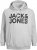Jack & Jones CORP LOGO Large Print Hoodie Light Grey Melange - Mikiny & mikiny bez kapucne - Mikiny & Mikiny s Kapucňou 2XL-12XL