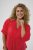 Kaffe Curve Karlia 3/4 Sleeve Blouse Red - Kaffe Curve - 