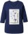 Ulla Popken Decorative Plant 3/4 Sleeve T-Shirt Ink Blue - Potlačené tričká pre ženy - 