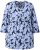 Ulla Popken Floral Print 3/4 Sleeve V-Neck Tee Navy Blue - Potlačené tričká pre ženy - 