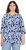 Ulla Popken Floral Print 3/4 Sleeve V-Neck Tee Navy Blue - Potlačené tričká pre ženy - 