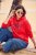 Ulla Popken TRUE Lettering Hoodie Neon Red - Mikiny & mikiny bez kapucne - 