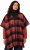 Ulla Popken Oversized Plaid Wing Collar Poncho Red Orange - Bundy - 