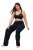 Ulla Popken Bootcut Elastic Waist Cotton French Terry Sport Pants Night Blue - Látkové nohavice - Dámske široké nohavice plus size